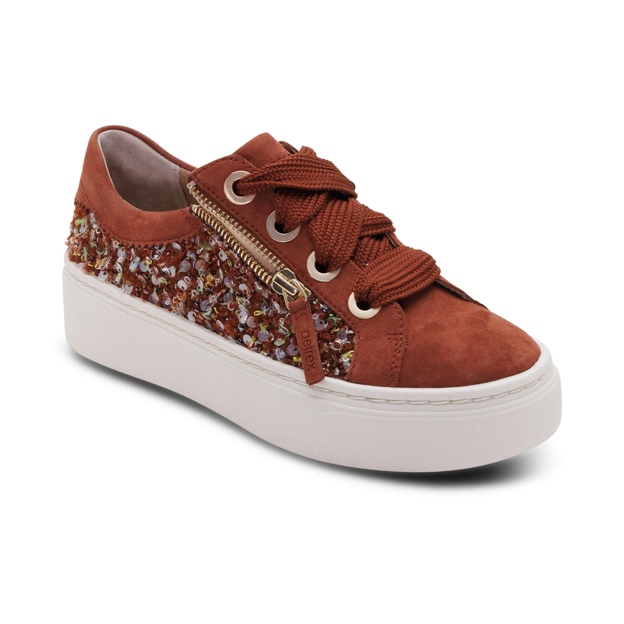 Aubrey Arch Support Platform Sneaker extra Angle #color_russet knit