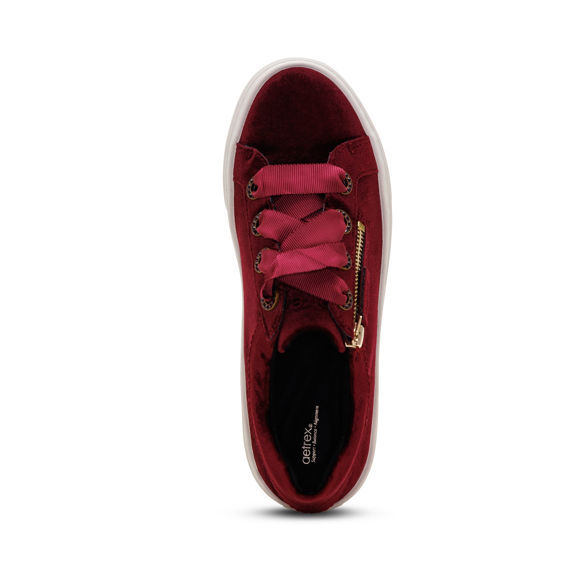 Aubrey Arch Support Platform Sneaker top Angle #color_burgundy velvet