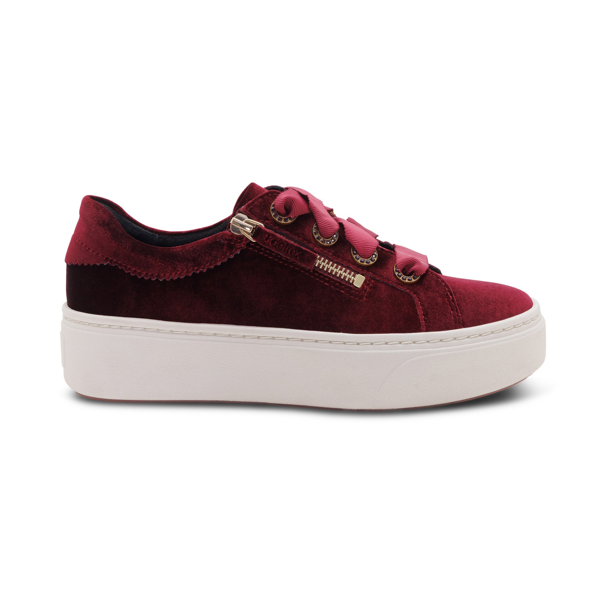 Aubrey Arch Support Platform Sneaker right Angle #color_burgundy velvet