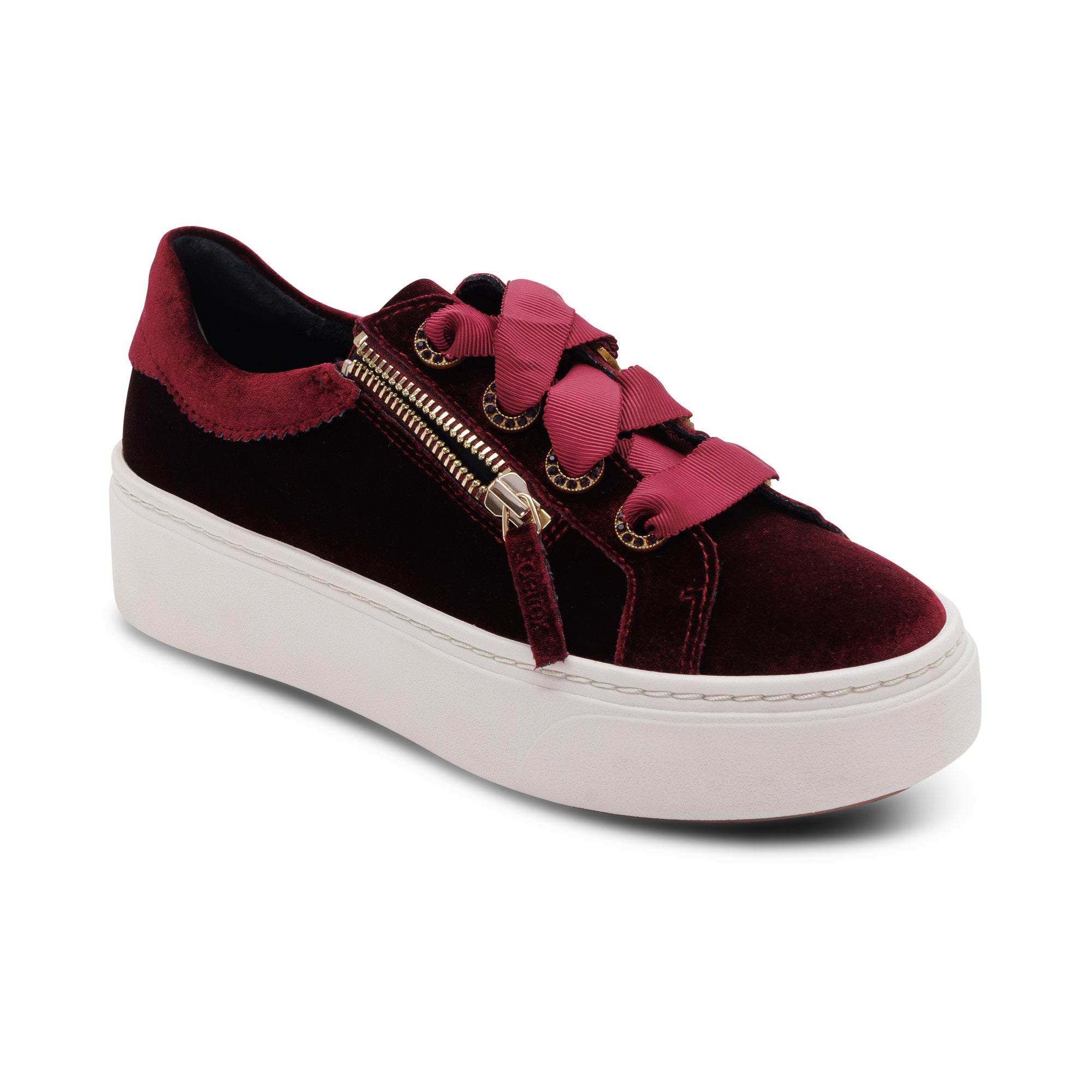 Aubrey Arch Support Platform Sneaker extra Angle #color_burgundy velvet