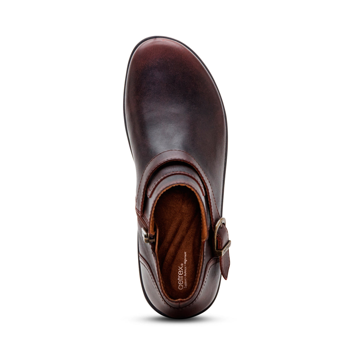 Leah Buckle Bootie top Angle #color_cordovan