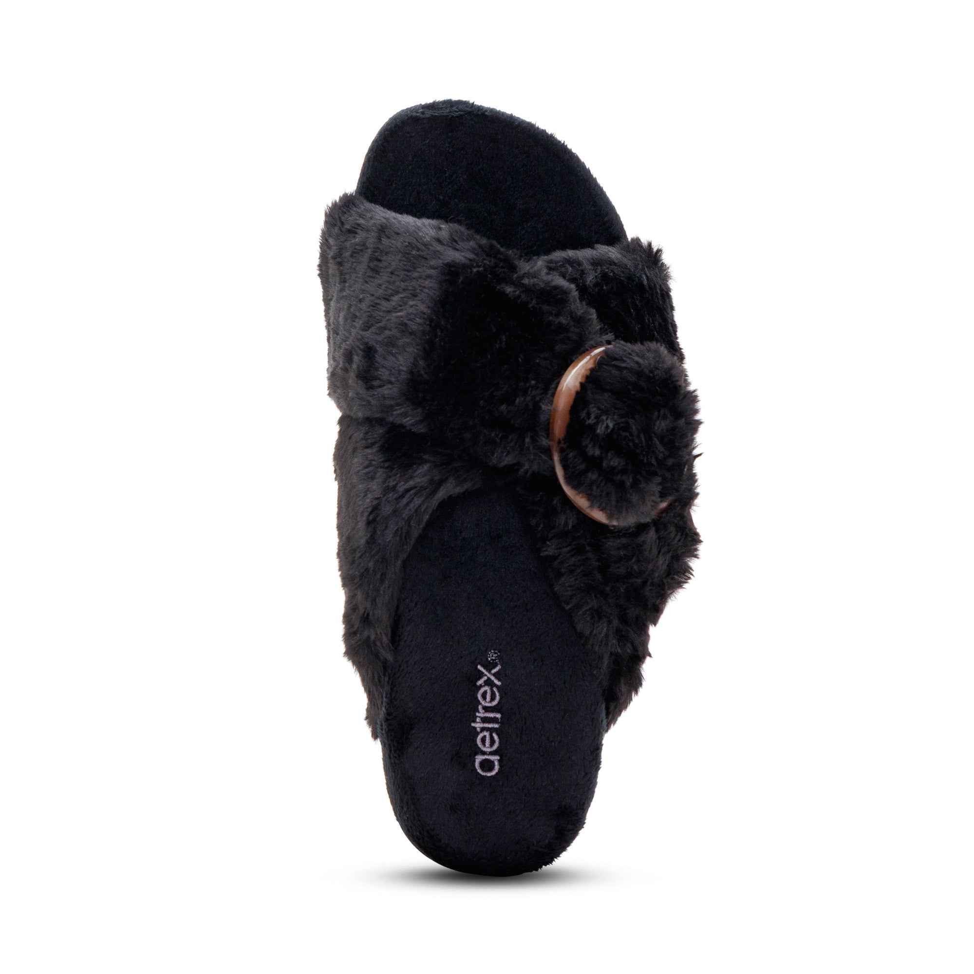 Macy Open-Toe Slipper top Angle #color_black