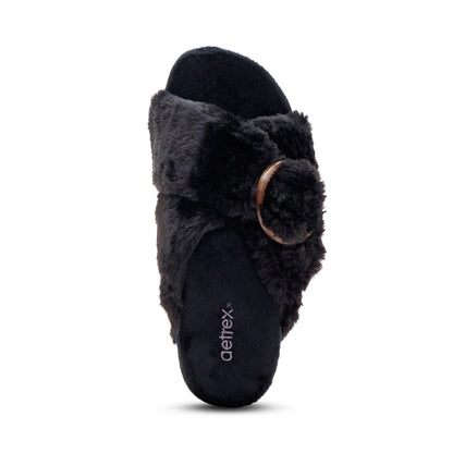 Macy Open-Toe Slipper top Angle #color_black