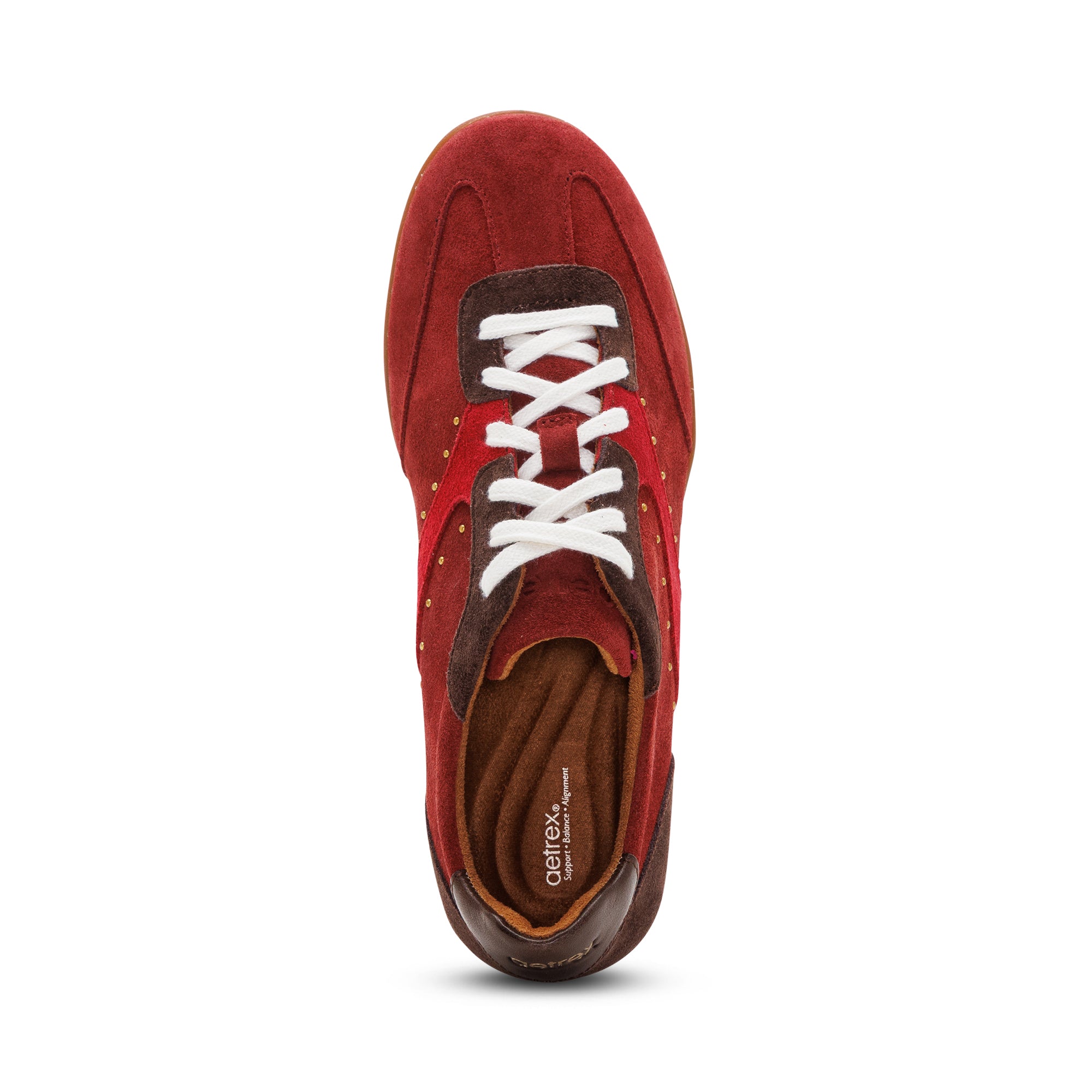 Sloane Arch Support Sneaker top Angle #color_burgundy velvet