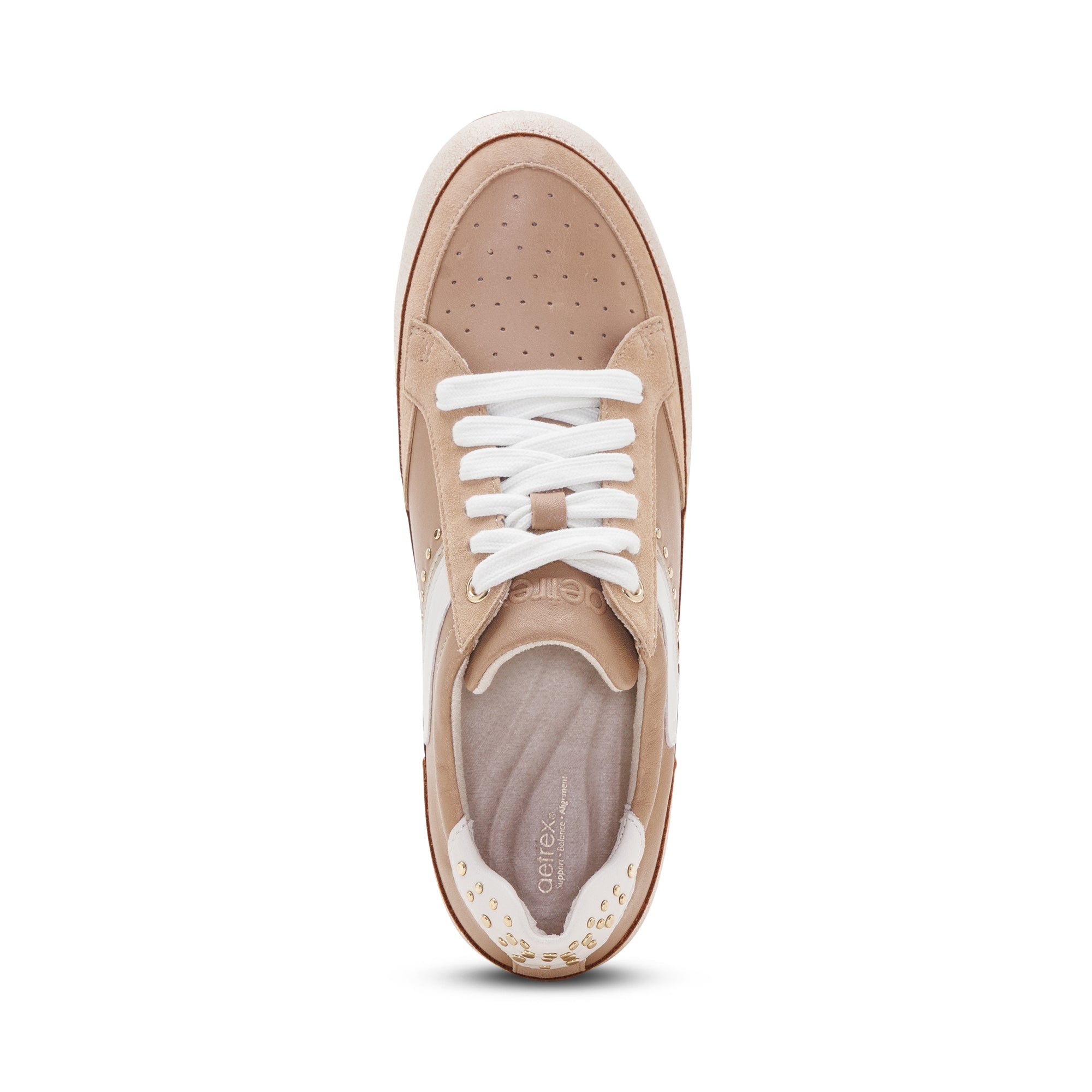 Tess Arch Support Sneaker top Angle #color_tan