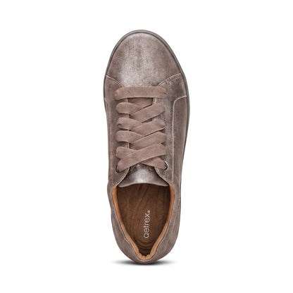 Courtney Lace-up Sneaker top Angle #color_brushed silver
