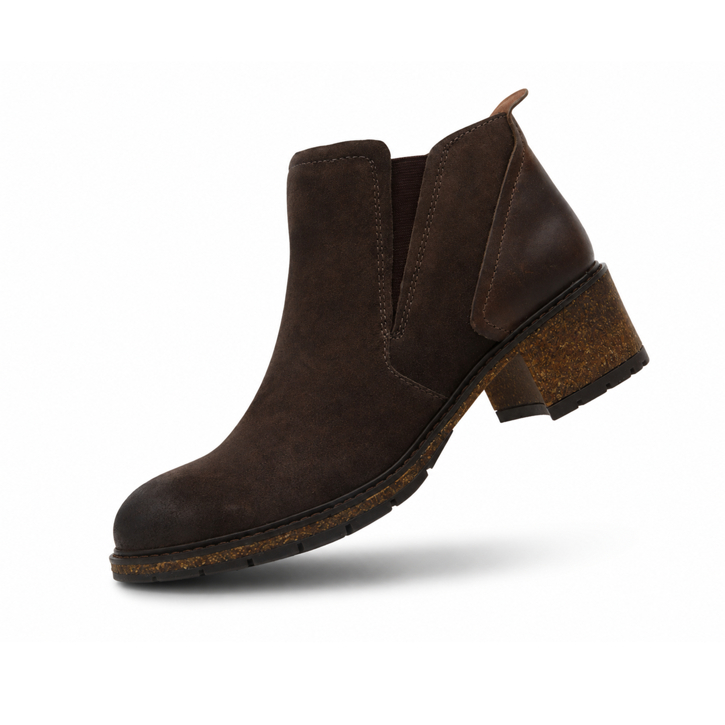 Brown suede ankle boot on a white background