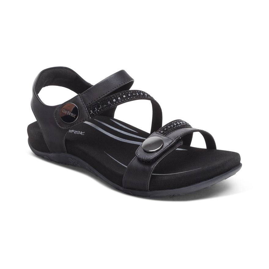 Jess-Adjustable-Quarter-Strap-Sandal #color_black-sparkle