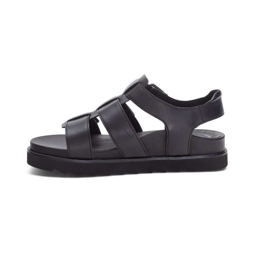 Romy-Quarter-Strap-Cork-Flat-Sandal #color_black