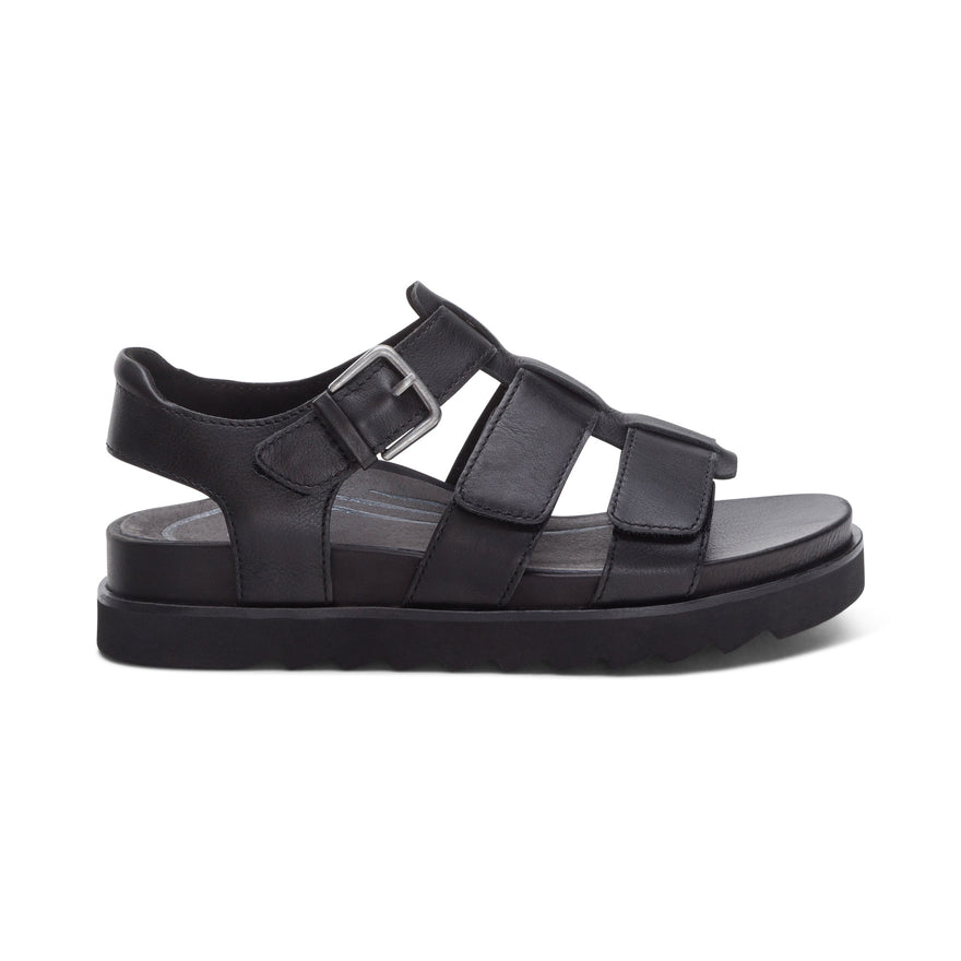 Romy-Quarter-Strap-Cork-Flat-Sandal #color_black