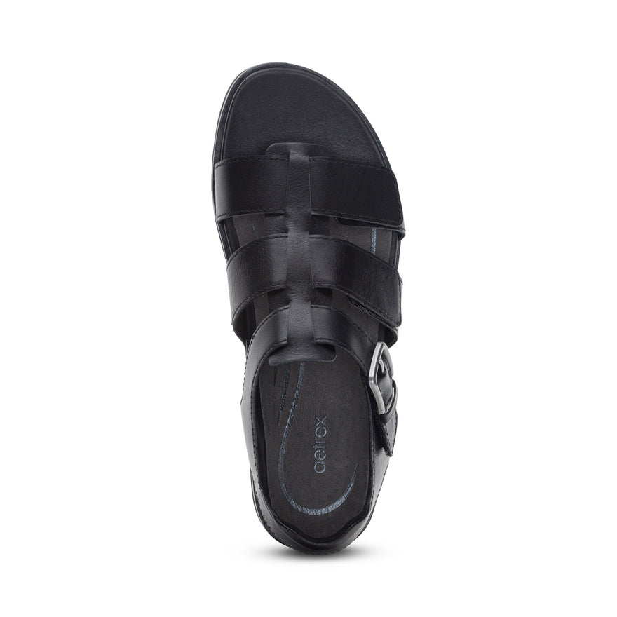 Romy-Quarter-Strap-Cork-Flat-Sandal #color_black