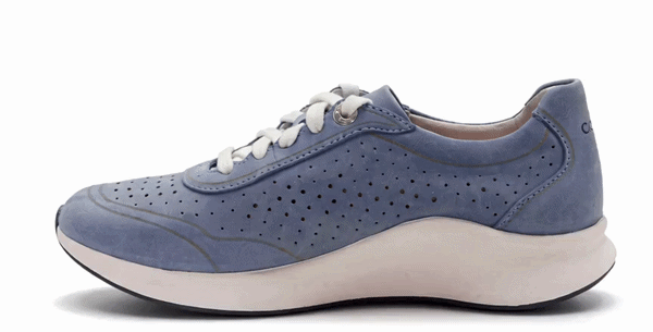 serena blue sneaker rocking back and forth