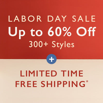 Labor Day sale advertisement with text on a red and beige background
