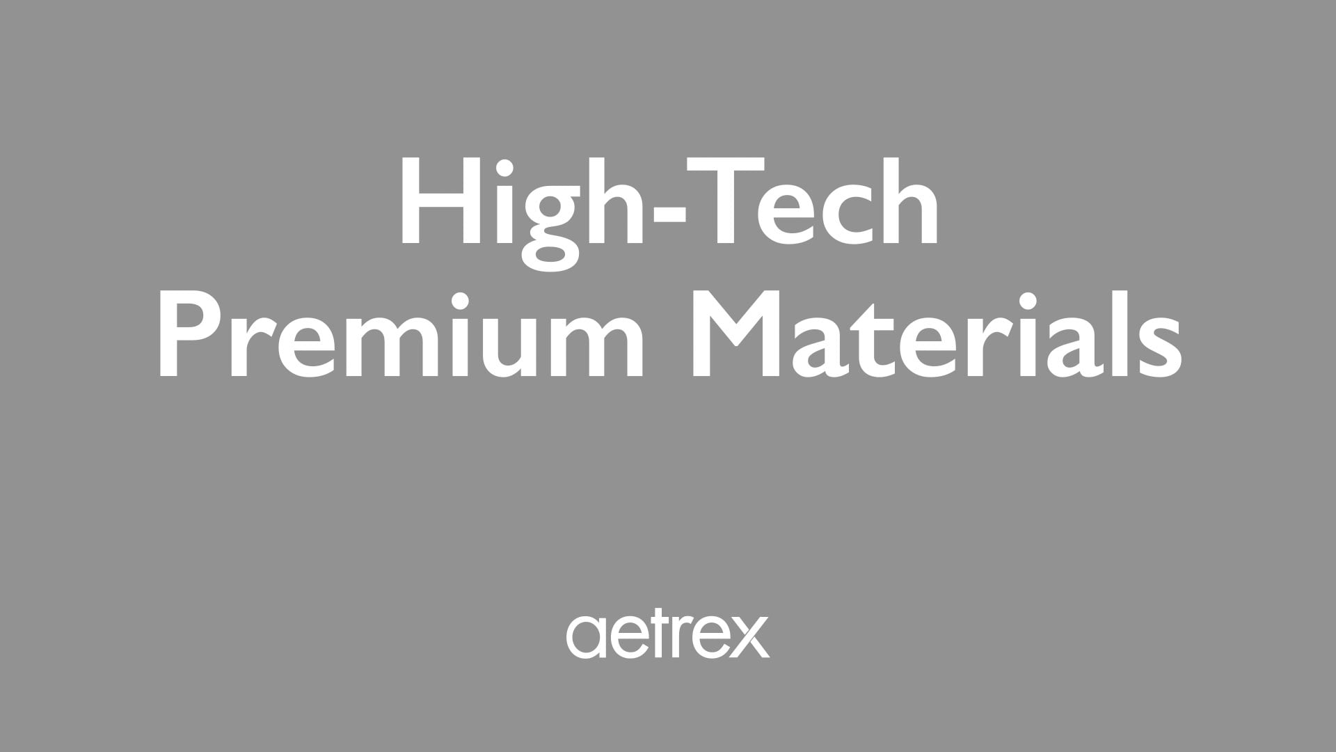 Text 'High-Tech Premium Materials' with 'aetrex' logo on a gray background