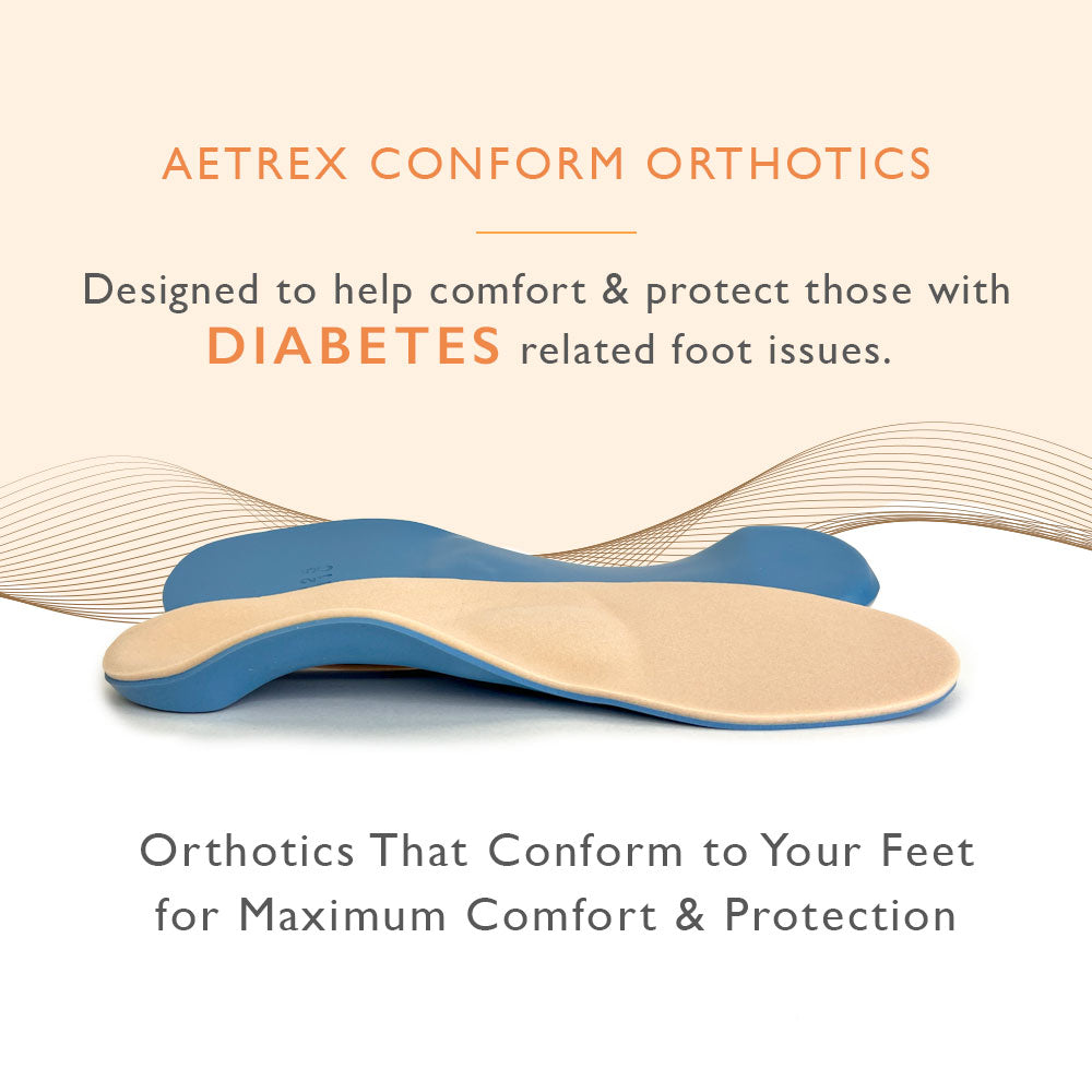 Aetrex Conform Orthotics, Designed to help comfort & protect those with diabetes related foot issues. Orthotics that conform to your feet for maximum comfort & protection