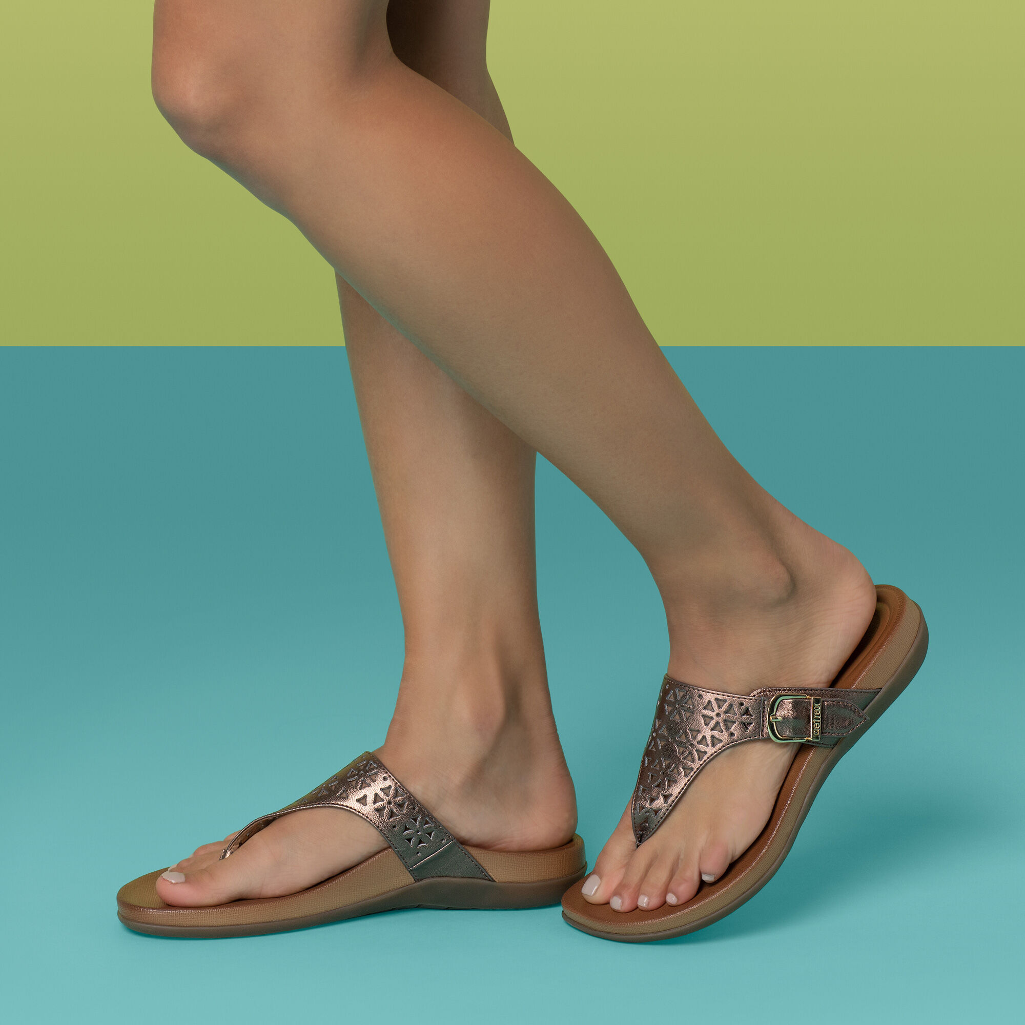 Rita Adjustable Thong Sandal - Bronze 