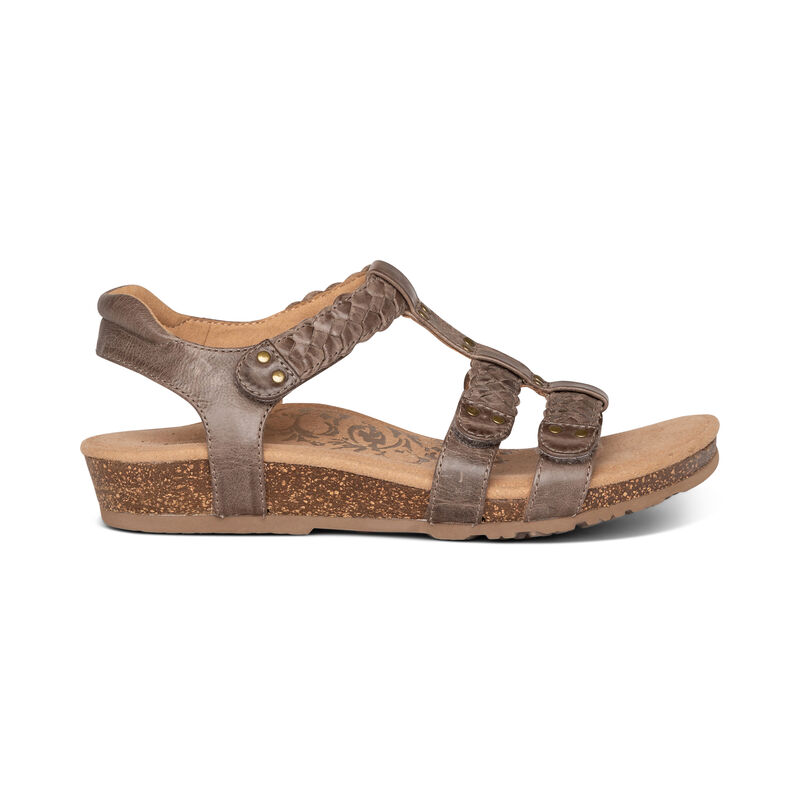 Reese Adjustable Gladiator Sandal - Taupe - Walking Sandal with Arch ...