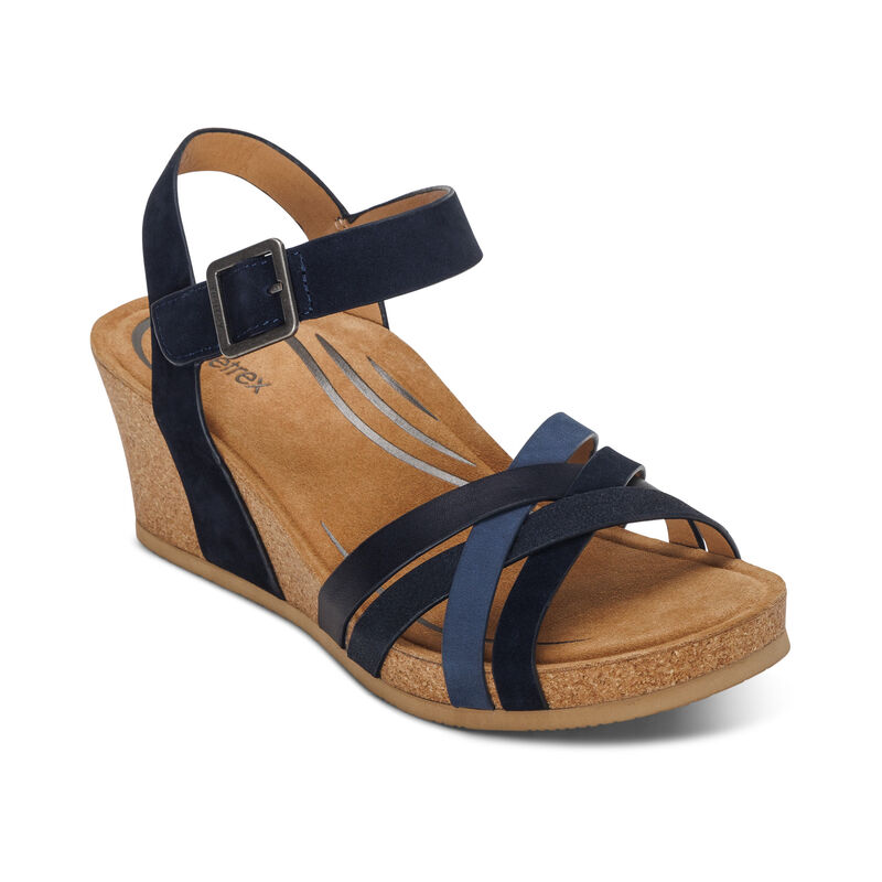 Noelle Arch Support Wedge-navy