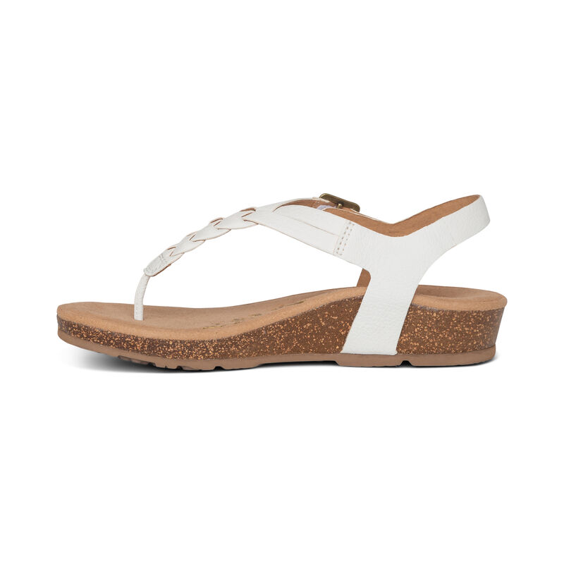 Harper Adjustable Slingback Thong - White - Supportive Sandal