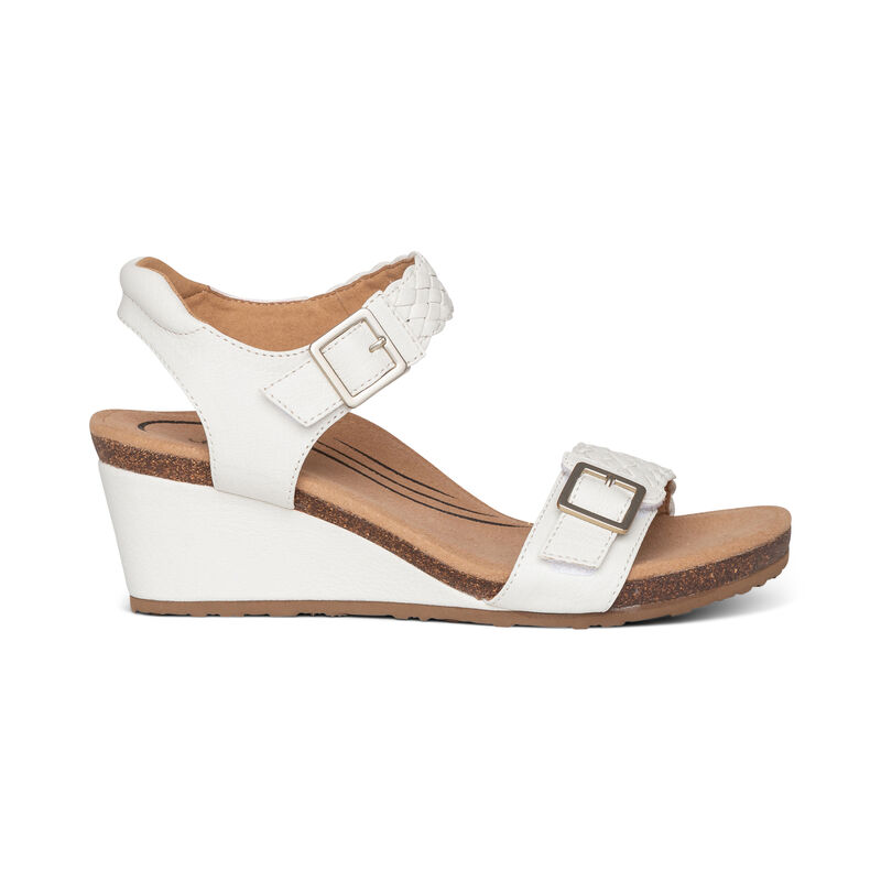Grace Adjustable Woven Wedge-white