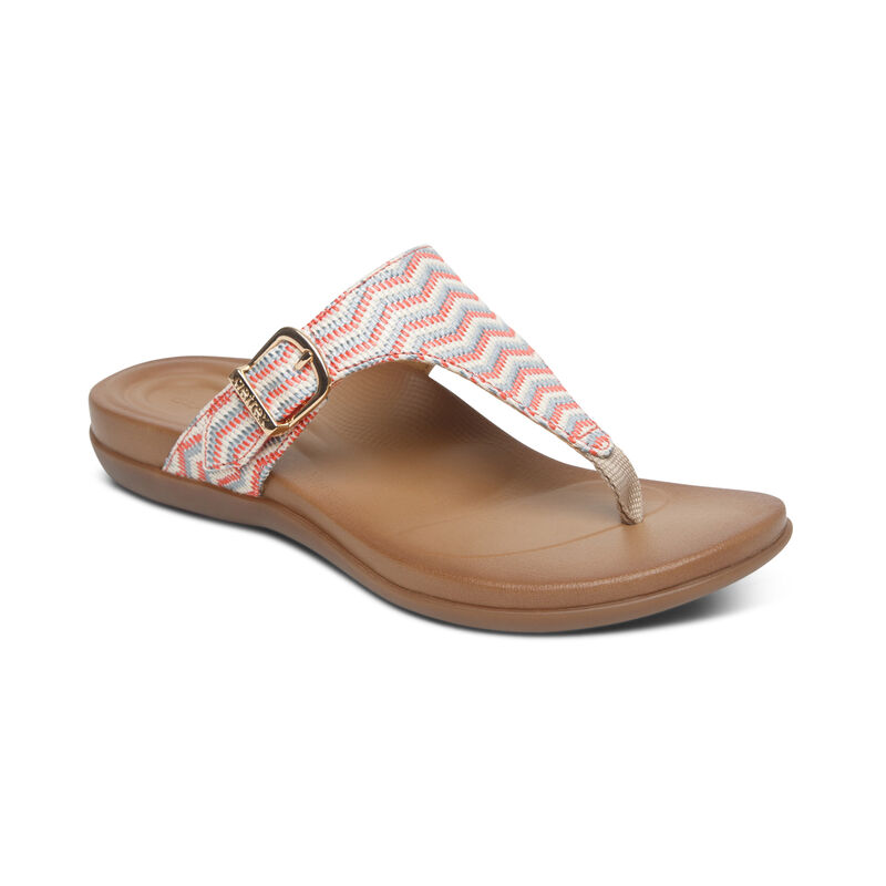 Aetrex Women's Rita Sparkle Adjustable Thong Sandals - Bronze