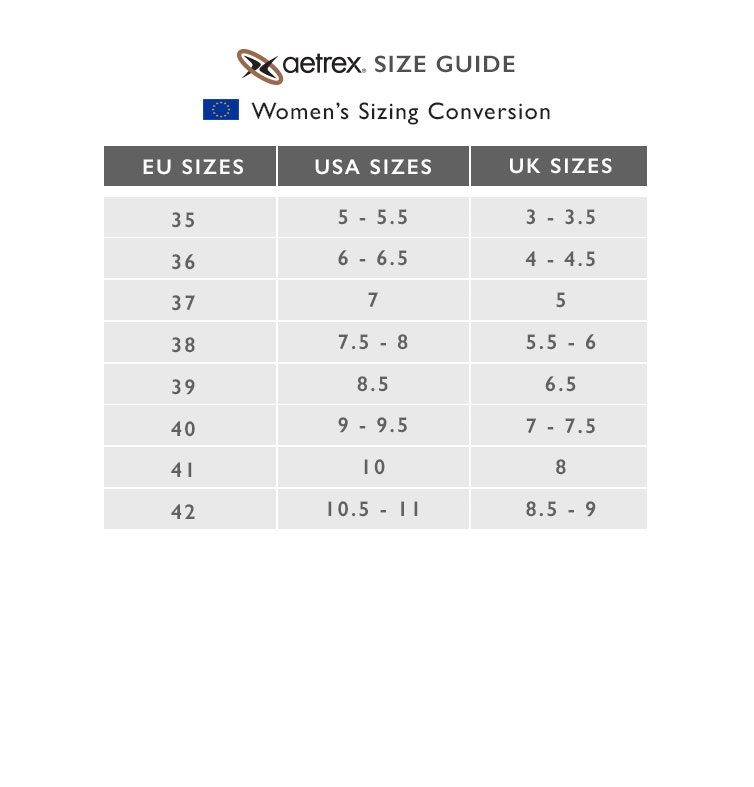 Euro American Shoe Chart