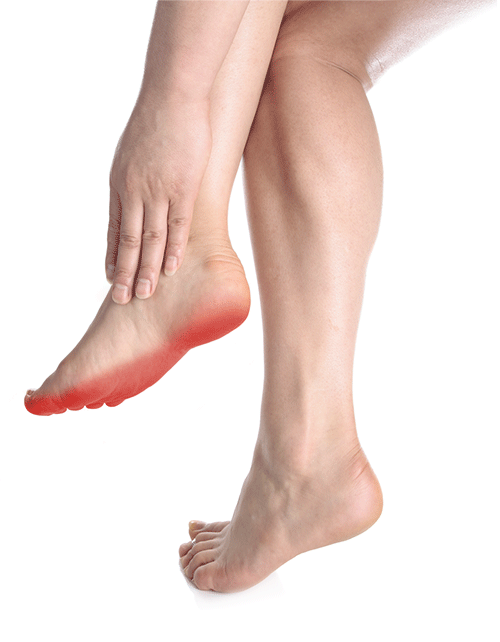 Area of foot affected by diabetes
